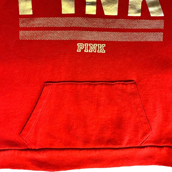VS Pink Half Zip Red & Gold Hoodie - Picture 5 of 5